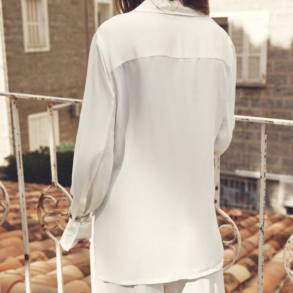 ZARA Minimalist Satin Effect Wrap Shirt/Blouse - NWT - Picture 3 of 10